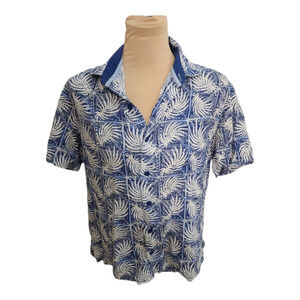 Nat Nast SS Blue and White Hawaiian Shirt M